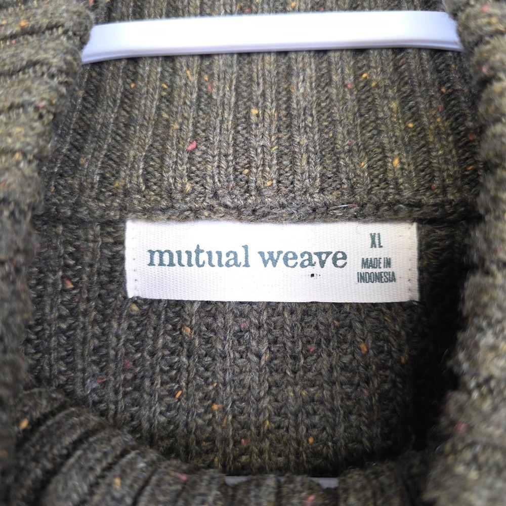 Mutual Weave Fisherman Sweater Mens XL Green Chunky Knit Preppy Business Casual - Picture 10 of 13